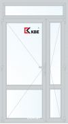 ПВХ KBE двухстворчатая с узкой створкой и доп окном (KBE 70 дверной)